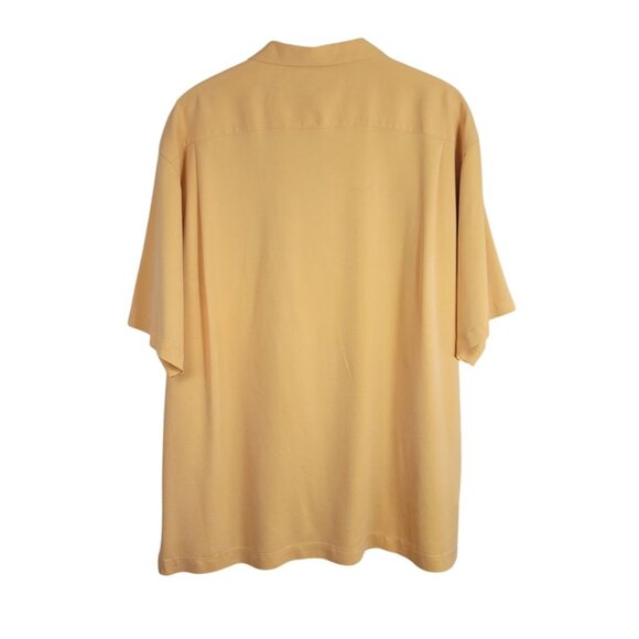 Tommy Bahama Camp Shirt Orange XL 100% Silk Short Sleeve Faux Wood Buttons - Picture 4 of 6